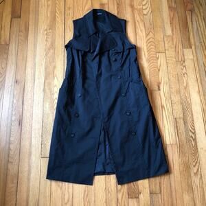 Magaschoni EUC Women's Sleeveless Black Button Front Collared Dress